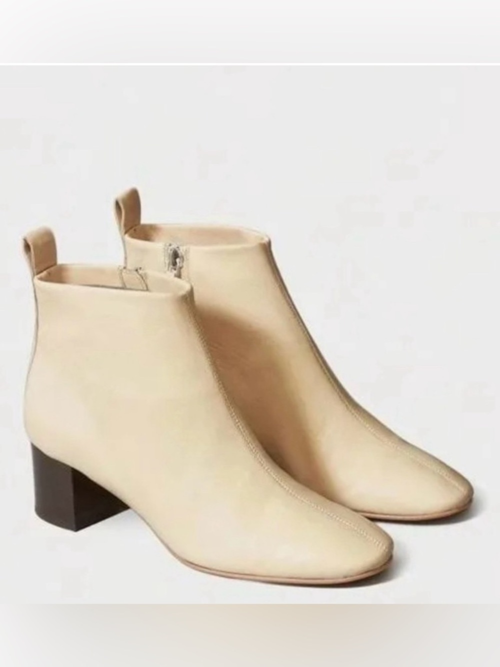 Everlane “The Day Boot” Cream Ankle Boots with Minimalist Design